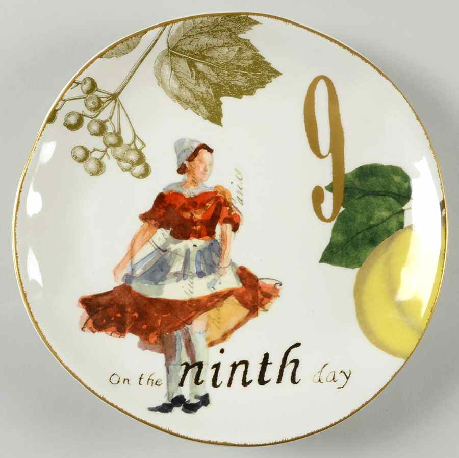 12 Days of Christmas (Gold Numbers, Coupe Shape) Salad/Dessert Plate by Williams-Sonoma-1