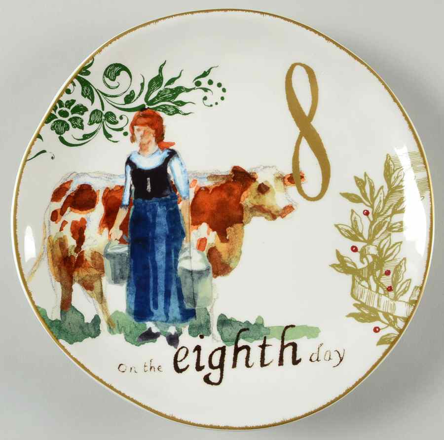 12 Days of Christmas (Gold Numbers, Coupe Shape) Salad/Dessert Plate by Williams-Sonoma-1