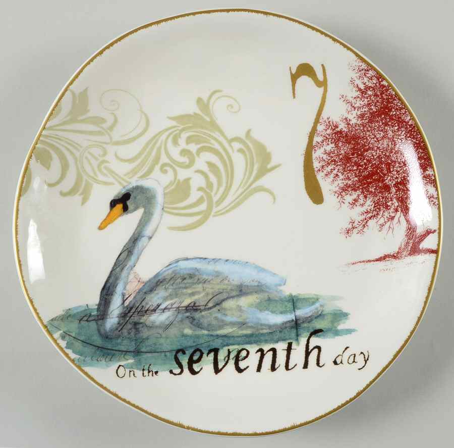 12 Days of Christmas (Gold Numbers, Coupe Shape) Salad/Dessert Plate by Williams-Sonoma-1