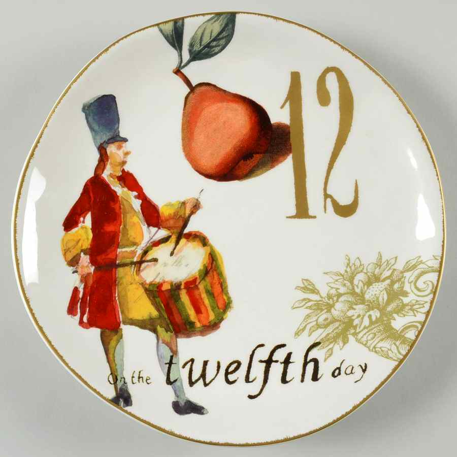 12 Days of Christmas (Gold Numbers, Coupe Shape) Salad/Dessert Plate by Williams-Sonoma-1