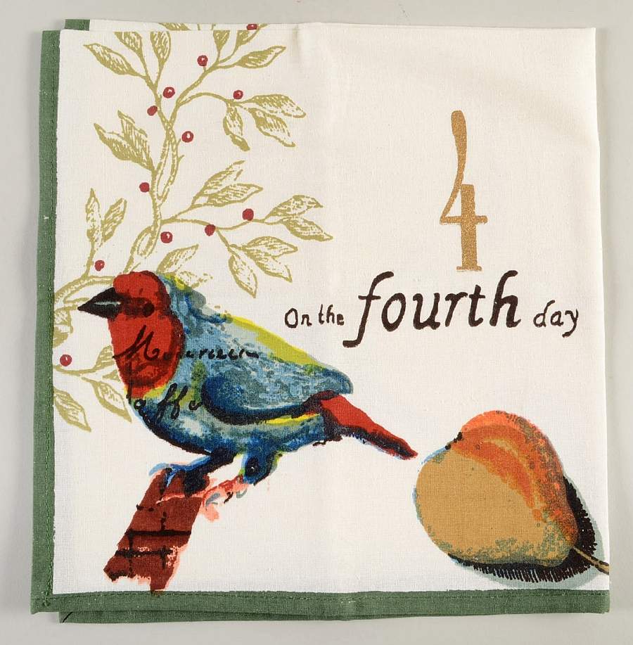 12 Days of Christmas (Gold Numbers, Coupe Shape) Cloth Napkin by Williams-Sonoma-1