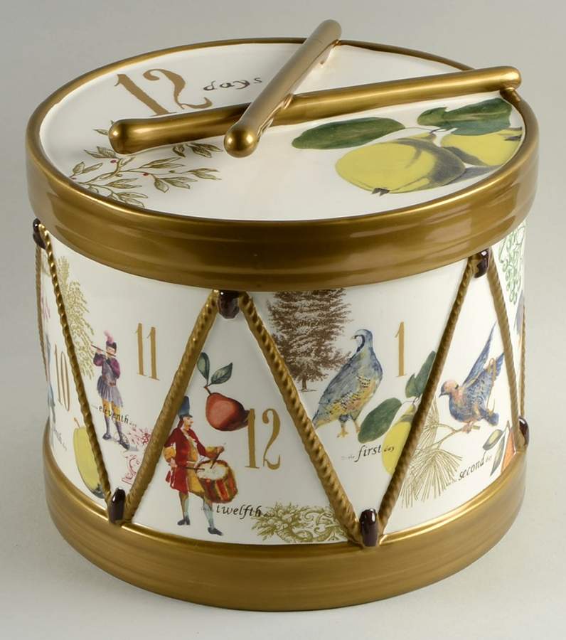 12 Days of Christmas (Gold Numbers, Coupe Shape) Figural Cookie Jar & Lid by Williams-Sonoma-1