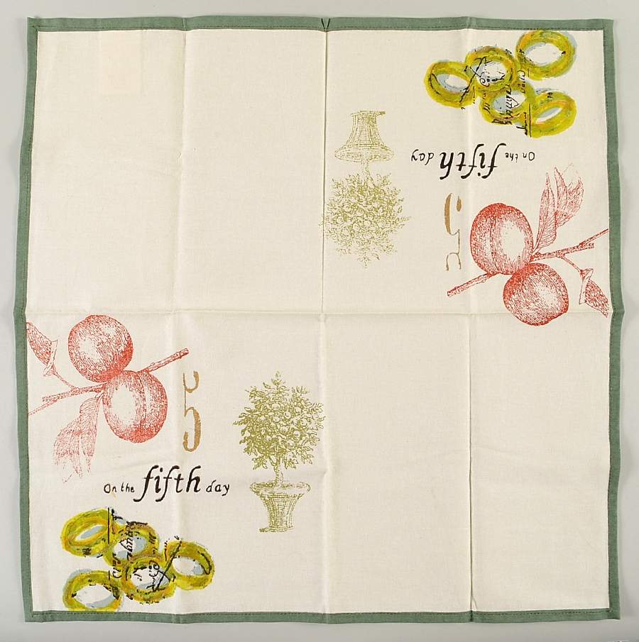 12 Days of Christmas (Gold Numbers, Coupe Shape) Cloth Napkin by Williams-Sonoma-1