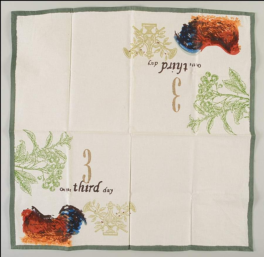 12 Days of Christmas (Gold Numbers, Coupe Shape) Cloth Napkin by Williams-Sonoma-1