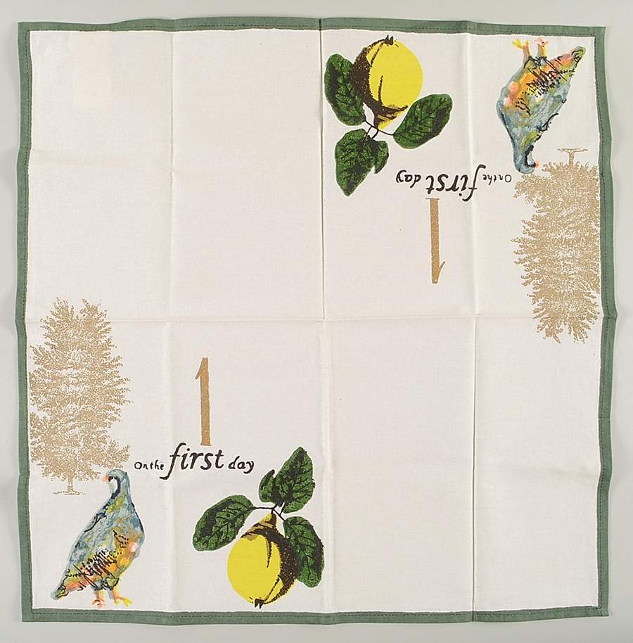 12 Days of Christmas (Gold Numbers, Coupe Shape) Cloth Napkin by Williams-Sonoma-1