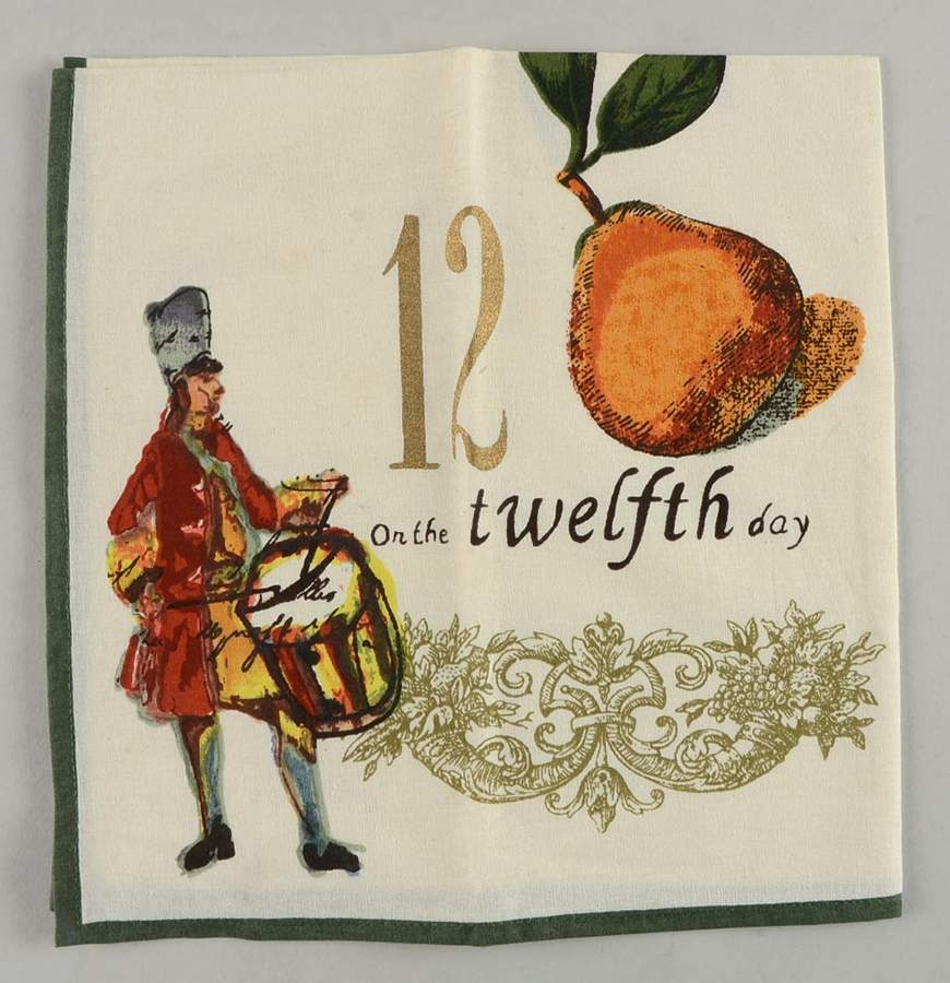 12 Days of Christmas (Gold Numbers, Coupe Shape) Cloth Napkin by Williams-Sonoma-1