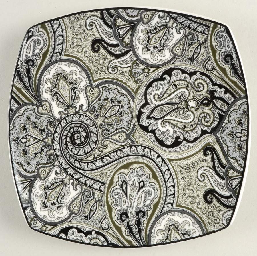 Paddock Shawl Black Square Salad Plate by Waverly-1