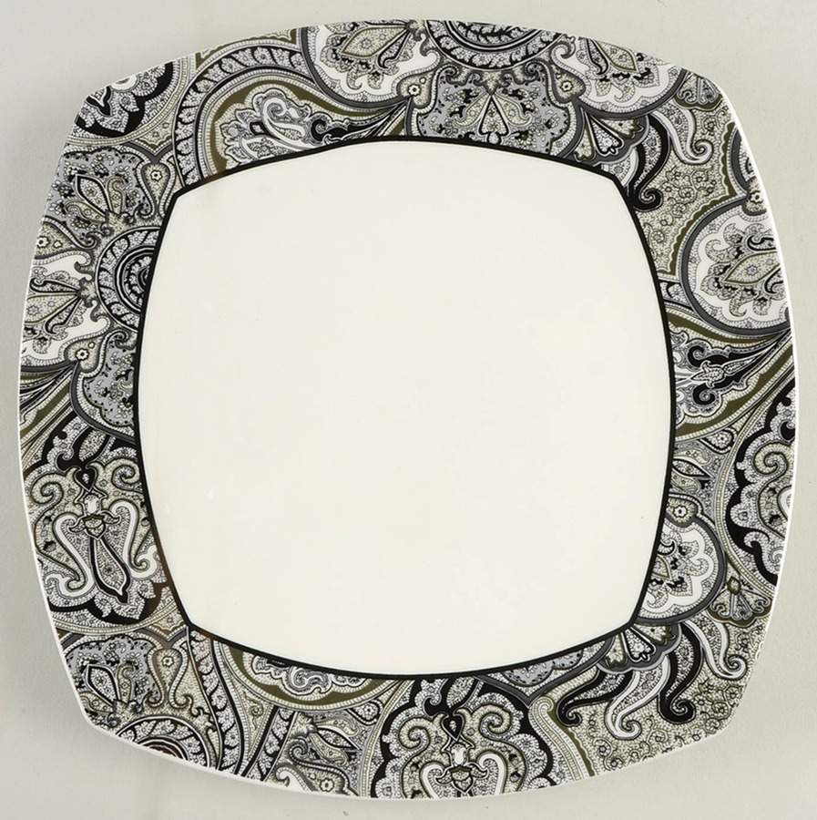 Paddock Shawl Black Square Dinner Plate by Waverly-1