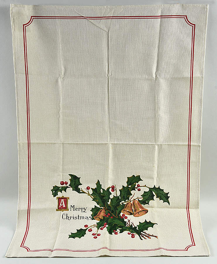 Vintage Christmas Postcard Cloth Dish Towel by Williams-Sonoma-1