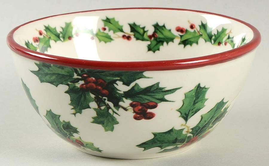 Vintage Christmas Postcard Condiment Bowl by Williams-Sonoma-1