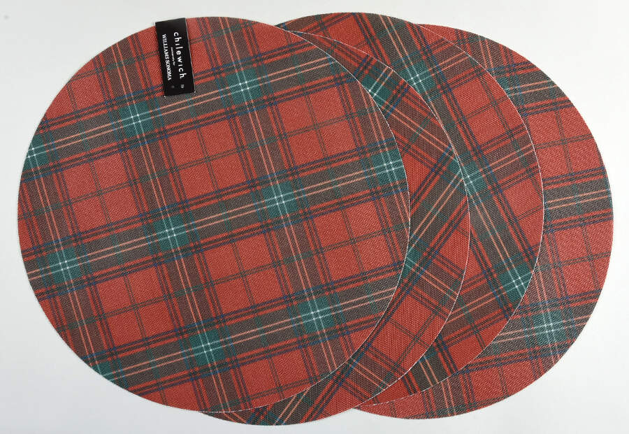 Tartan Plaid Cloth & Vinyl Round Placemat - Set of 4 by Williams-Sonoma-1