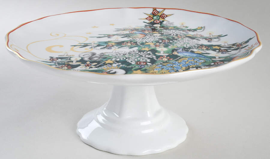 Christmas Tree 11" Diameter Pedestal Cake Stand by Williams-Sonoma-1