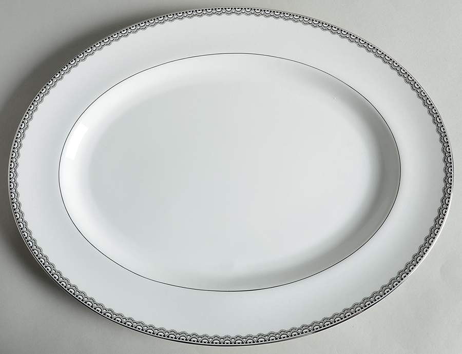 Lismore Lace Platinum 15" Oval Serving Platter by Waterford China-1