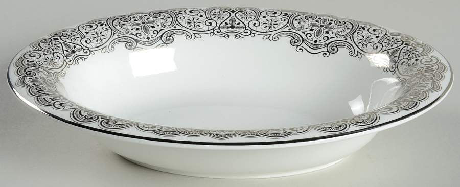 Lismore Lace Platinum 9" Oval Vegetable Bowl by Waterford China-1