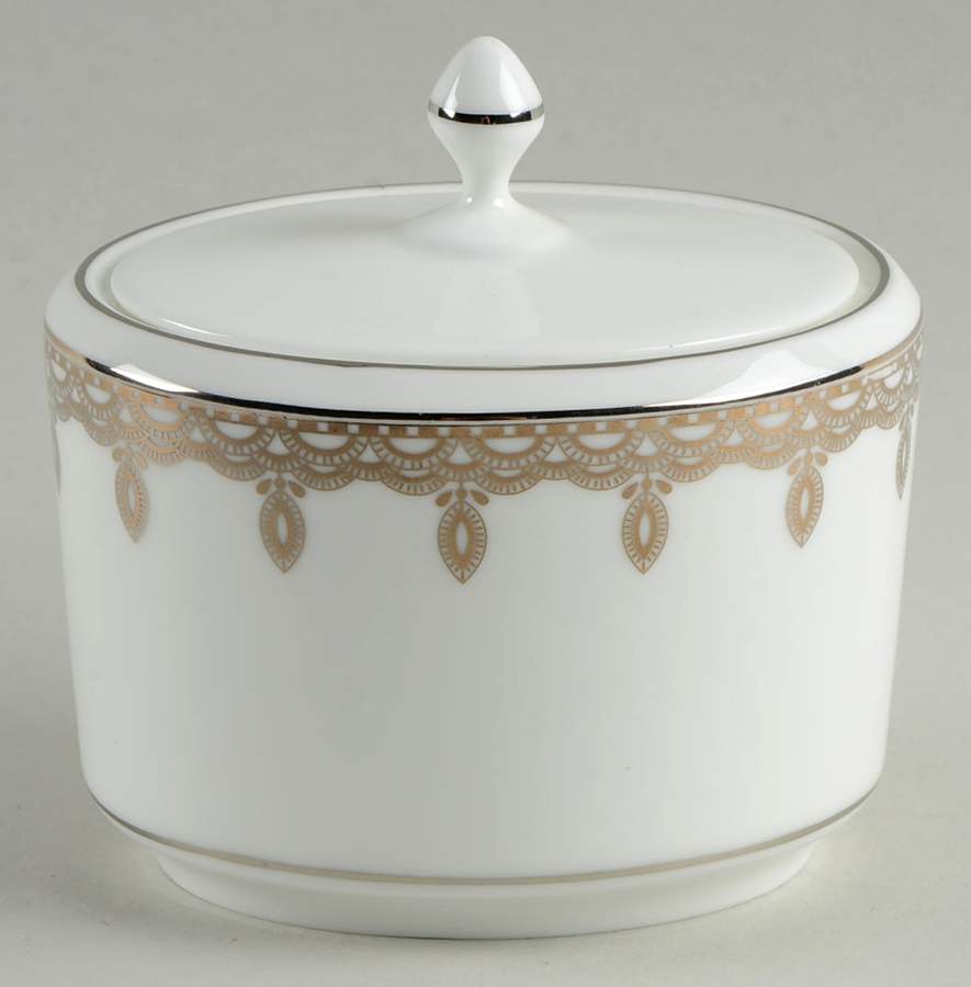 Lismore Lace Platinum Sugar Bowl & Lid by Waterford China-1