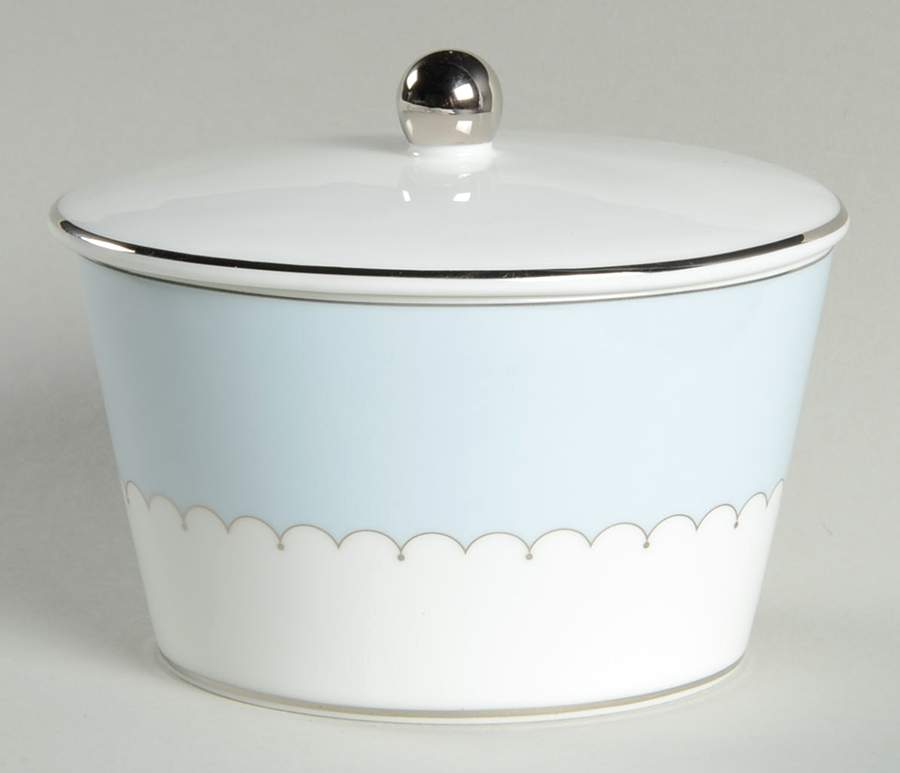 Lily of the Valley Blue Sugar Bowl & Lid by Waterford China-1