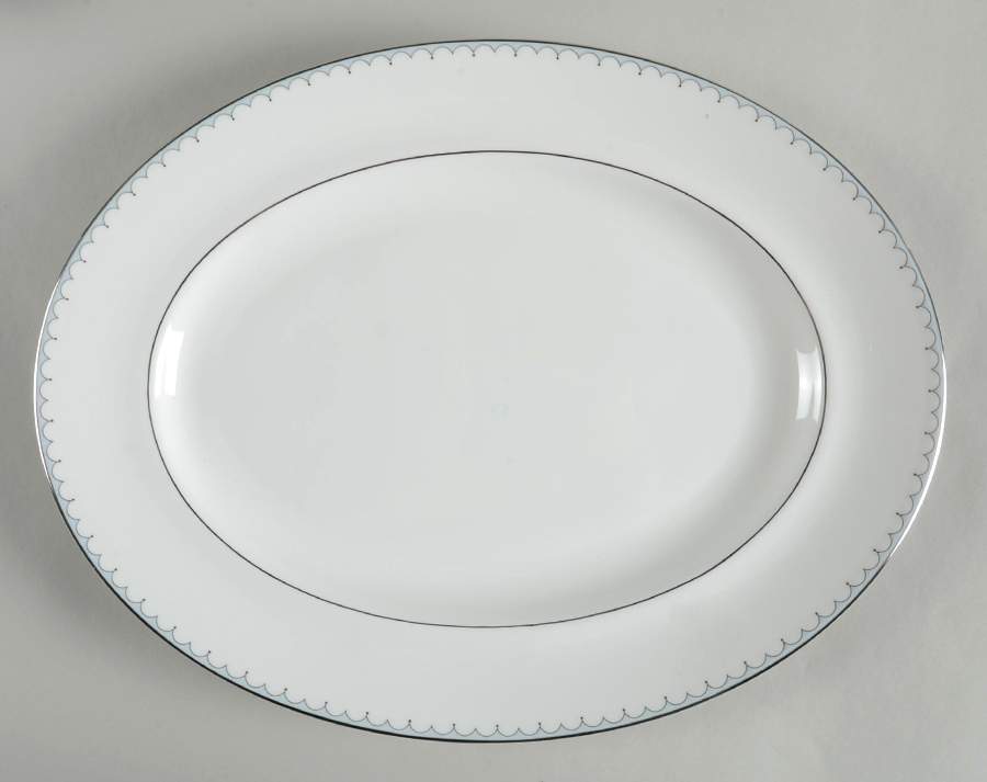 Lily of the Valley Blue 14" Oval Serving Platter by Waterford China-1