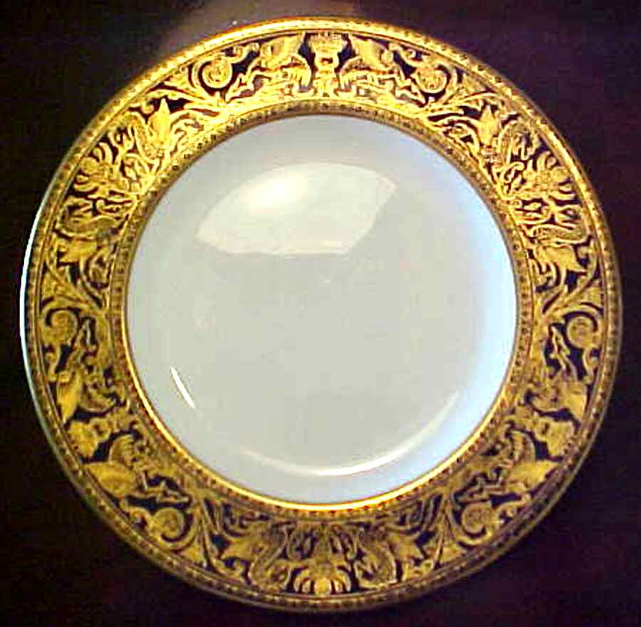 Florentine Blue (Dark) Gold Dragons Dinner Plate by Wedgwood-1