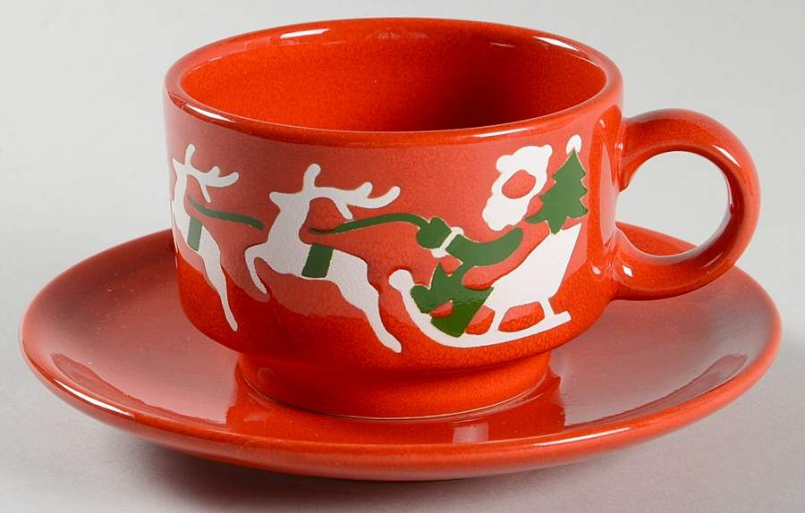 Christmas Tree Flat Cup & Saucer Set by Waechtersbach-1