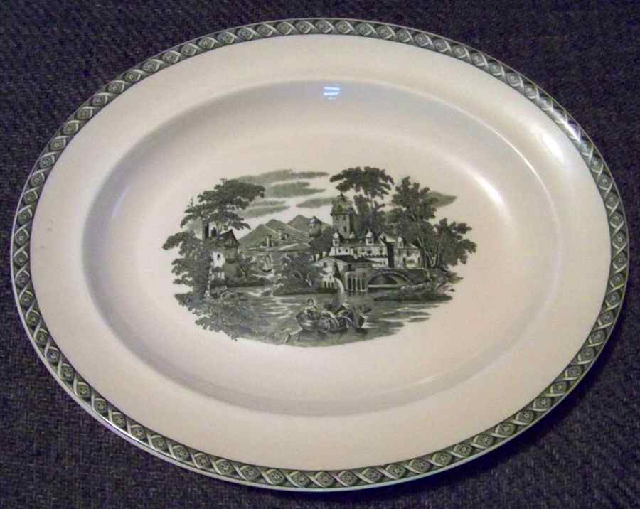Lugano Green 11" Oval Serving Platter by Wedgwood-1
