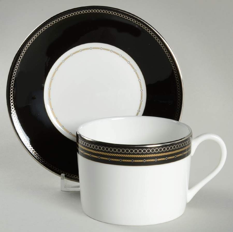 With Love Noir Flat Cup & Saucer Set by Wedgwood-1