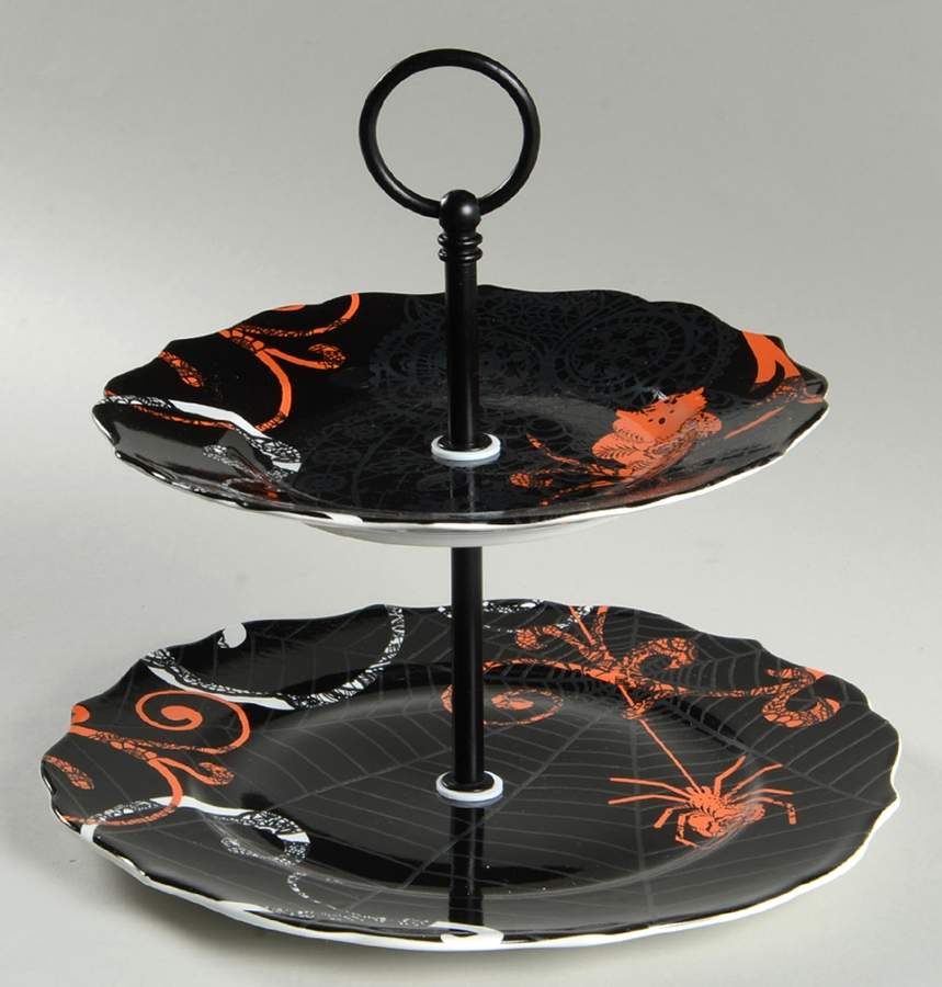 Spooky 2 Tiered Serving Tray (Dinner & Salad Plate) by Westbury Court-1
