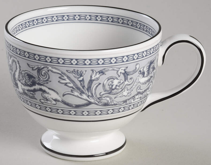 Florentine Indigo White Leigh Shape Footed Cup by Wedgwood-1