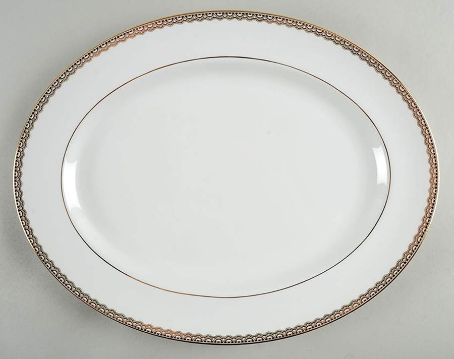 Lismore Lace Gold 15" Oval Serving Platter by Waterford China-1