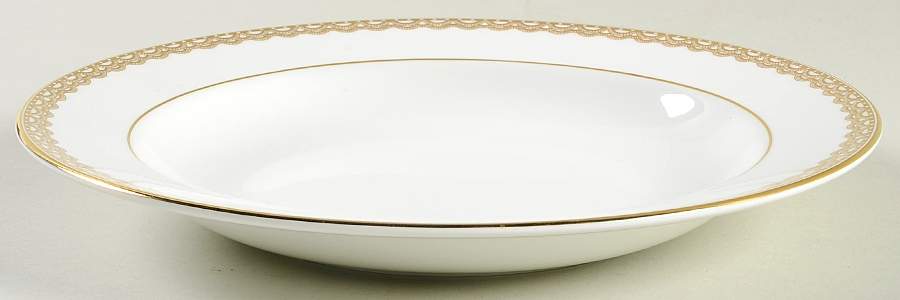 Lismore Lace Gold Large Rim Soup Bowl by Waterford China-1