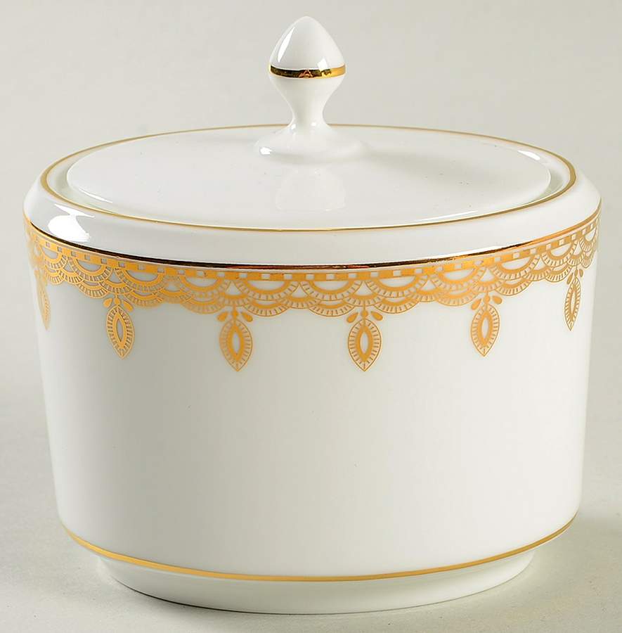 Lismore Lace Gold Sugar Bowl & Lid by Waterford China-1