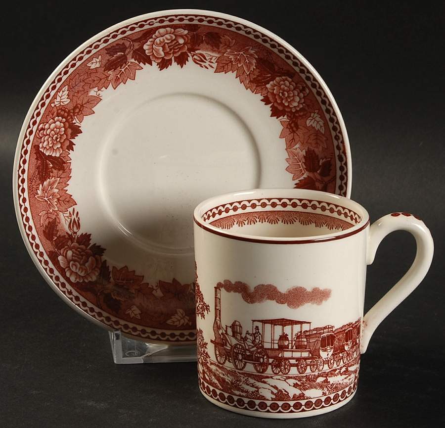 Early American Transportation Series Flat Demitasse Cup & Saucer Set by Wedgwood-1