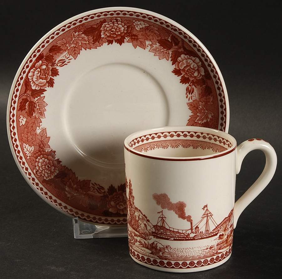 Early American Transportation Series Flat Demitasse Cup & Saucer Set by Wedgwood-1