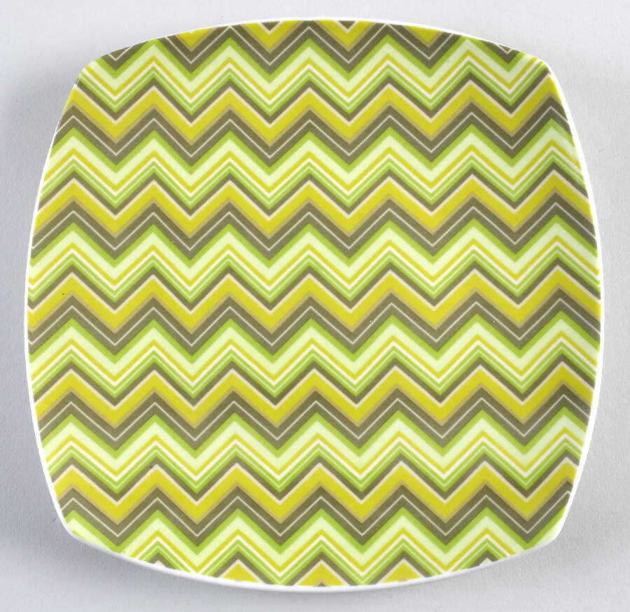 Zigzag Green Square Salad Plate by Waverly-1