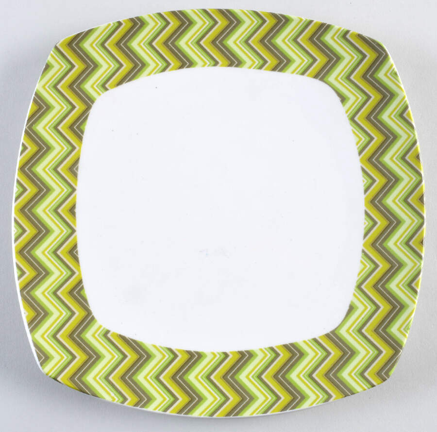 Zigzag Green Square Dinner Plate by Waverly-1