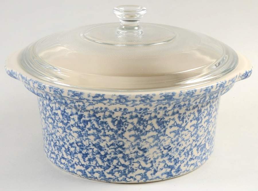 Blue Sponge 2 Qt Round Covered Casserole by Workshop Gerald Henn-1