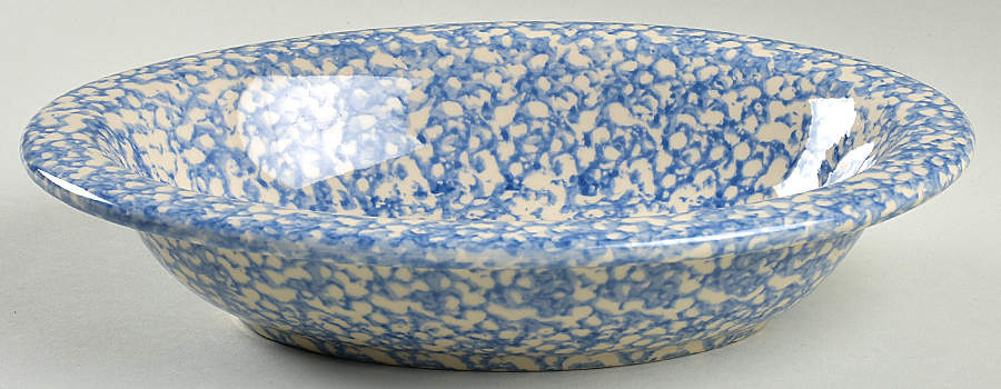 Blue Sponge 10" Oval Vegetable Bowl by Workshop Gerald Henn-1