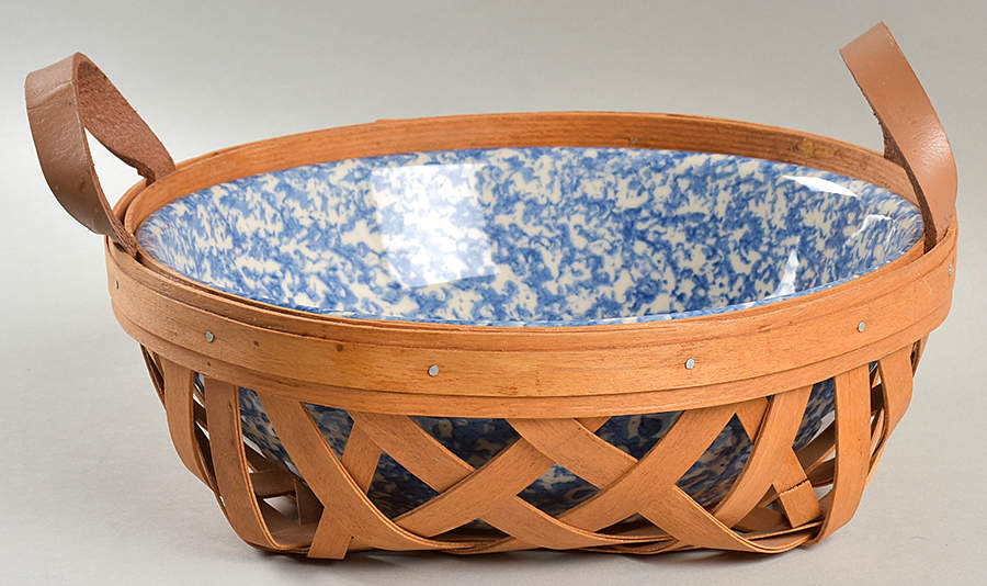 Blue Sponge 9" Round Vegetable Bowl w/Basket by Workshop Gerald Henn-1