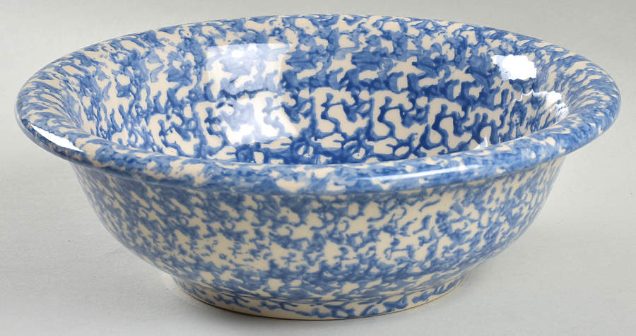 Blue Sponge 9" Round Vegetable Bowl by Workshop Gerald Henn-1
