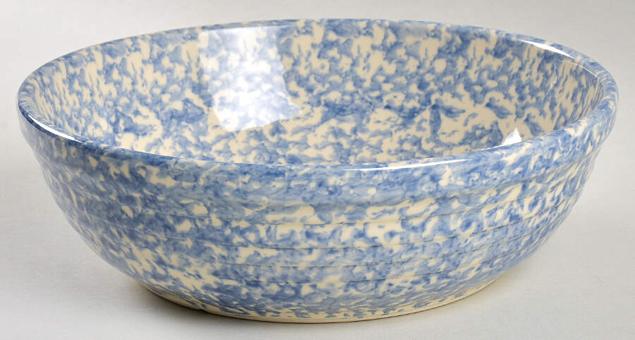 Blue Sponge 9" Round Vegetable Bowl by Workshop Gerald Henn-1
