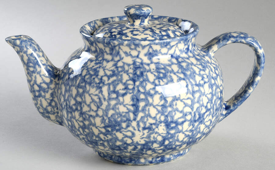 Blue Sponge Teapot & Lid by Workshop Gerald Henn-1
