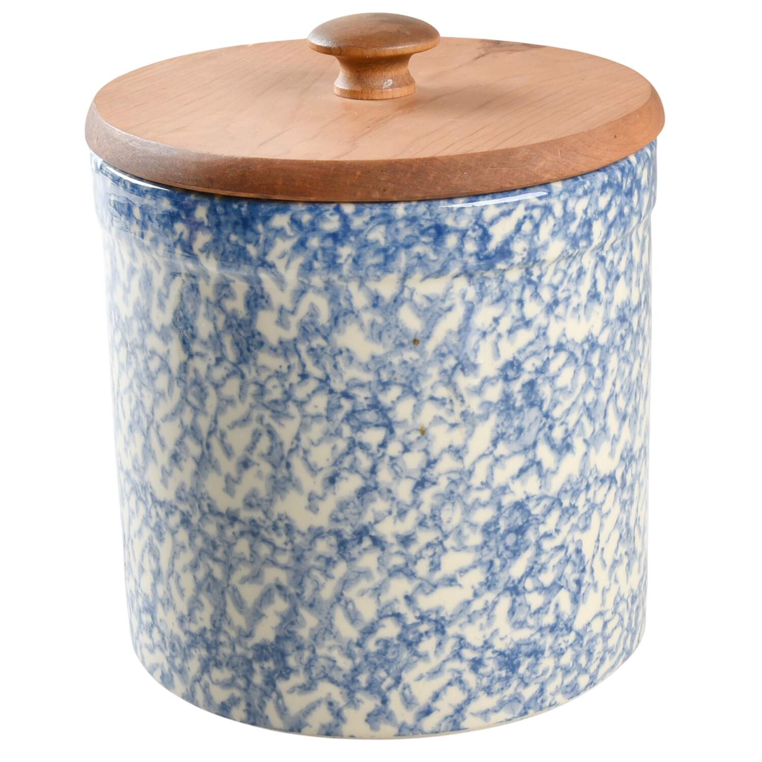 Blue Sponge Medium Canister & Wood Lid by Workshop Gerald Henn-1