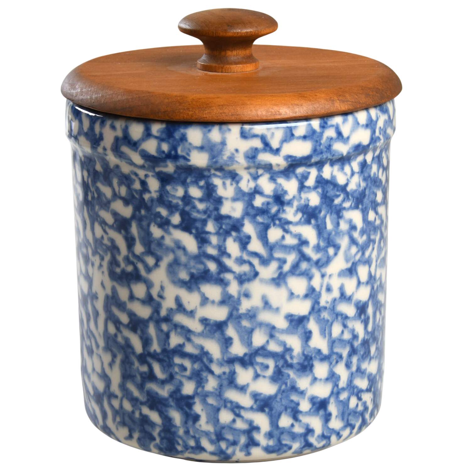 Blue Sponge Small Canister & Wood Lid by Workshop Gerald Henn-1