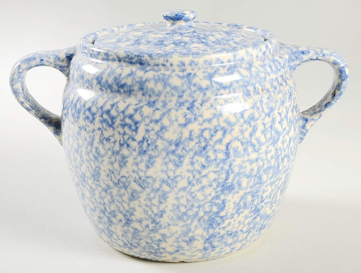 Blue Sponge Bean Pot & Lid by Workshop Gerald Henn-1