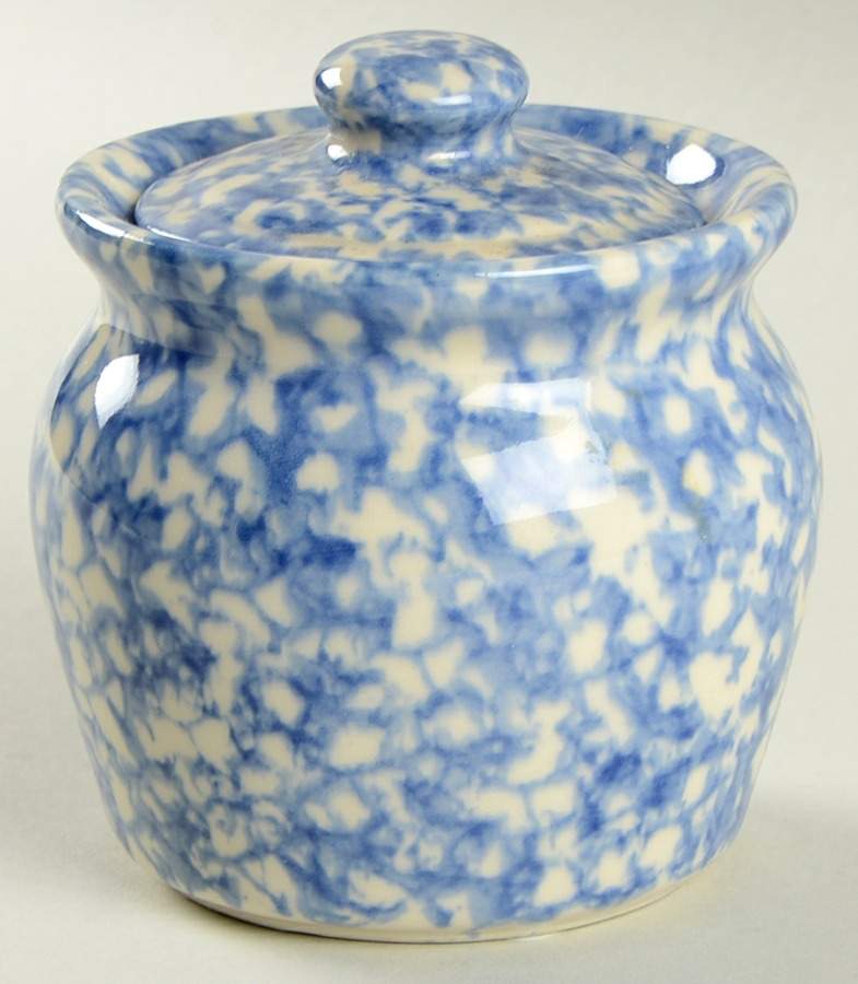 Blue Sponge Sugar Bowl & Lid by Workshop Gerald Henn-1