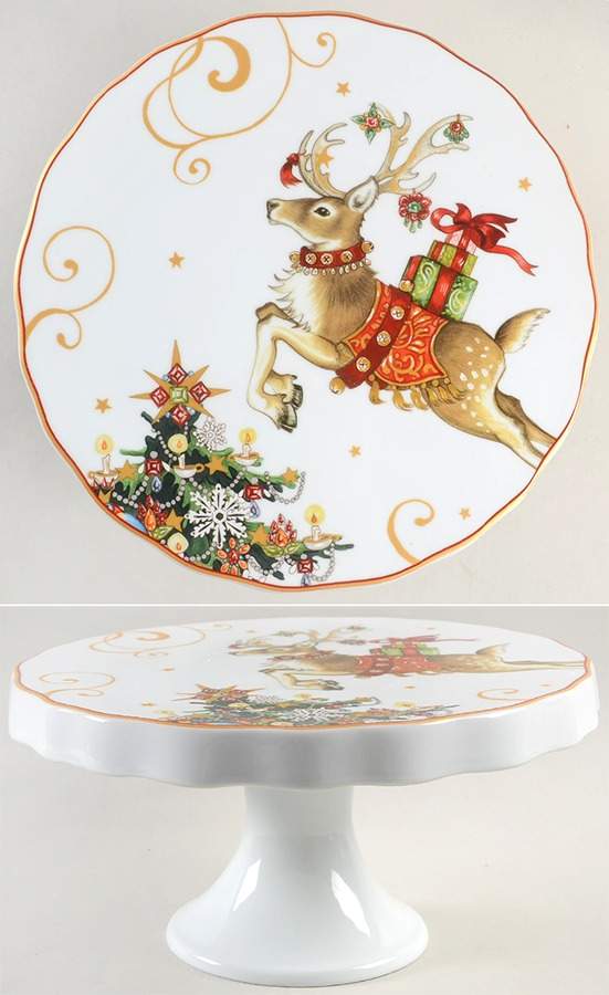 Twas the Night Before Christmas 11" Diameter Pedestal Cake Stand by Williams-Sonoma-1