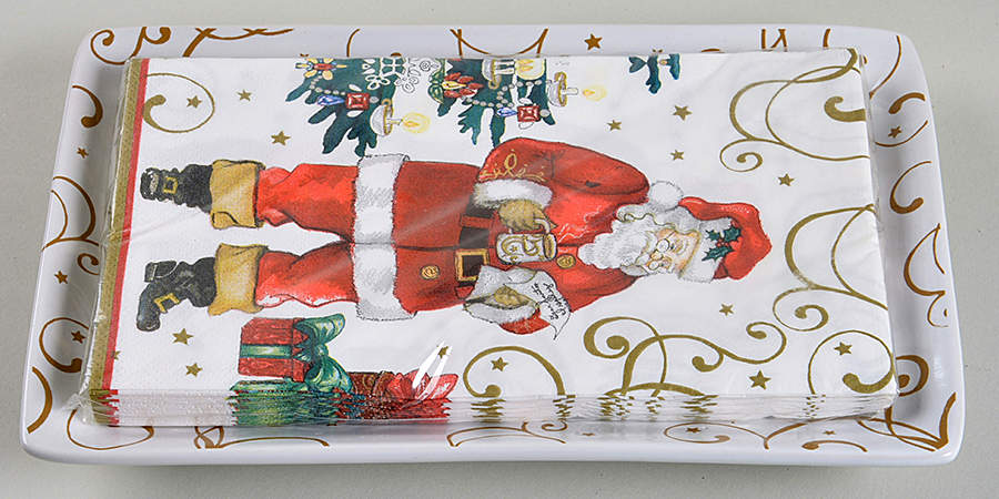 Twas the Night Before Christmas Package of Paper Guest Napkin & 9" Rectangle Tray by Williams-Sonoma-1