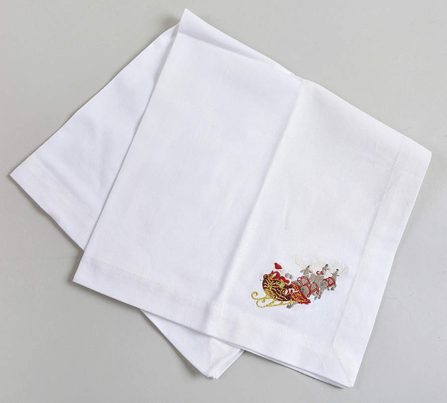 Twas the Night Before Christmas 20" Embroidered Linen Napkin by Williams-Sonoma-1
