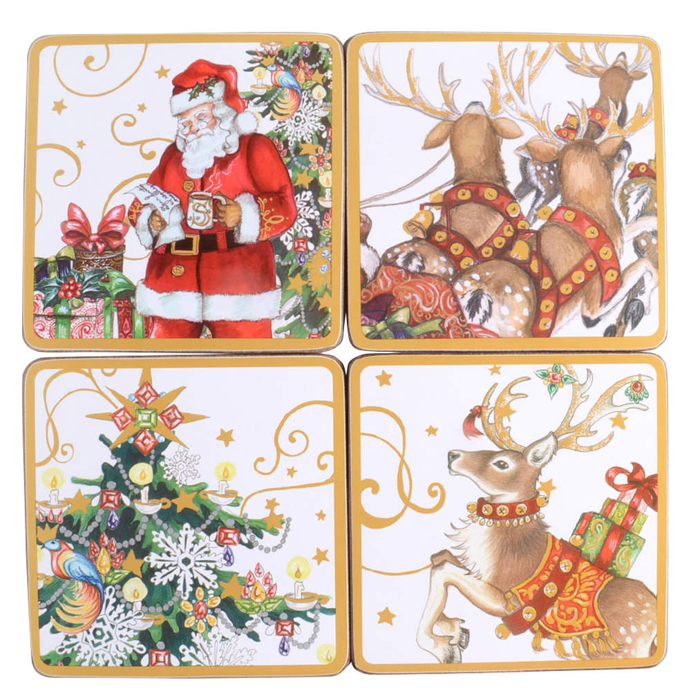 Twas the Night Before Christmas Square Corkback Coaster - Set of 4 Motifs by Williams-Sonoma-1