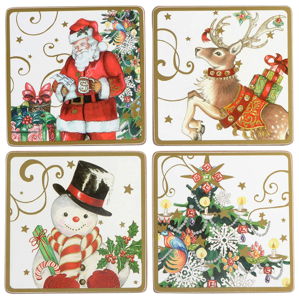 Twas the Night Before Christmas Square Corkback Coaster - Set of 4 Motifs (M1,M2,M4,M5) by Williams-Sonoma-1