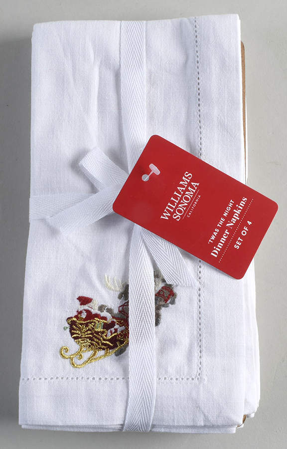 Twas the Night Before Christmas 20" Embroidered Napkin - Set of 4 (A, B, C & D) by Williams-Sonoma-1